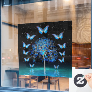Autocollant Pour Fenêtre Arbre cristal papillon