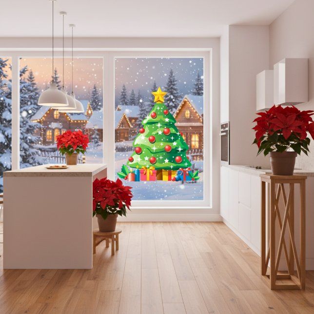 Autocollant Pour Fenêtre Arbre de Noël Cartoon Clouage de fenêtre (Christmas Cartoon Tree Window Cling)