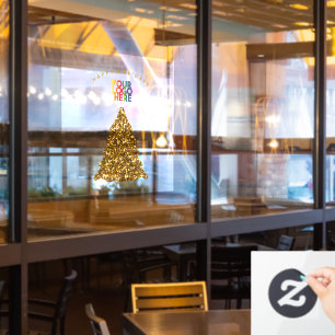Autocollant Pour Fenêtre Arbre de Noël doré Logo d'entreprise