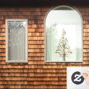 Autocollant Pour Fenêtre Arbre de Noël joyeux Ornements de cônes de pin r