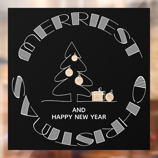 Autocollant Pour Fenêtre Arbre de Noël le plus joli Noir (Feuille 2)