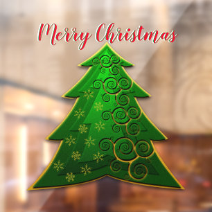 Autocollant Pour Fenêtre Arbre de Noël vert moderne