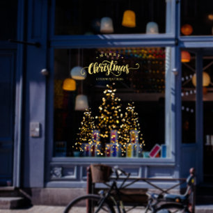 Autocollant Pour Fenêtre Arbres de Noël dorés étincelants Vacances d'affair