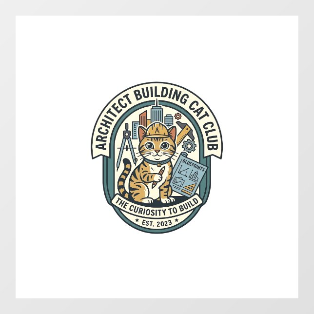 Autocollant Pour Fenêtre Architecte Bâtiment Chat Chat T-Shirt Graphique Ar (Feuille)