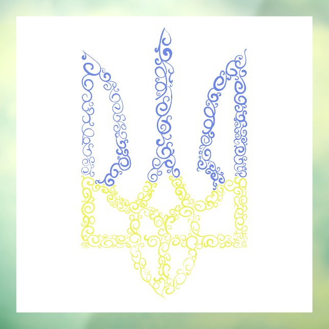 Autocollant Pour Fenêtre Armoiries de l'Ukraine trident motif de la spirale (Feuille 3)