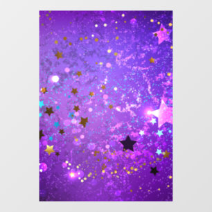 Autocollant Pour Fenêtre Arrière - plan de feuille violet avec étoiles
