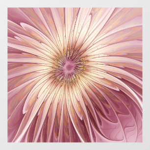 Autocollant Pour Fenêtre Art Abstrait Fractal Fleur & Tons de Bourgogne