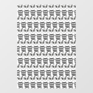 Autocollant Pour Fenêtre Art de panda noir et blanc ludique