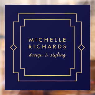 Autocollant Pour Fenêtre Art Déco Élégant Navy/Or Professionnel
