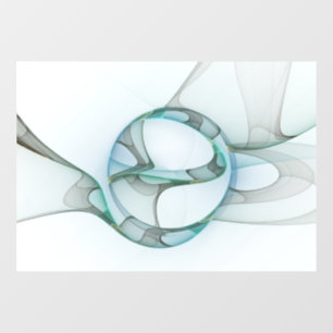 Autocollant Pour Fenêtre Art fractal abstrait moderne bleu turquoise gris