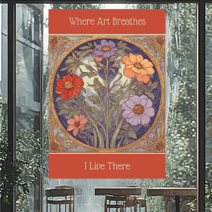 Autocollant Pour Fenêtre Art Nouveau Floral Automne Printemps Où l'Art Resp