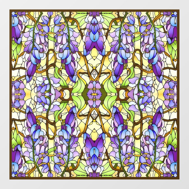 Autocollant Pour Fenêtre Art Nouveau Wisteria Faux Motif en verre tendu (Feuille)