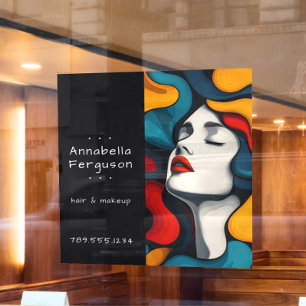 Autocollant Pour Fenêtre Art Pop Moderne Rétro Maquillage Cheveux Coloré