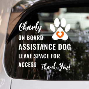Autocollant Pour Fenêtre Assistance Chien à bord Orange Médicale Symbole Vo