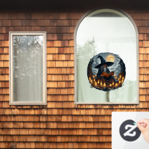 Autocollant Pour Fenêtre Assistant lecture d'un livre - Wicca Halloween 2