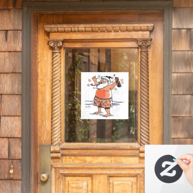 Autocollant Pour Fenêtre Attachement de fenêtre de Père Noël ivre (Porte d'accueil)