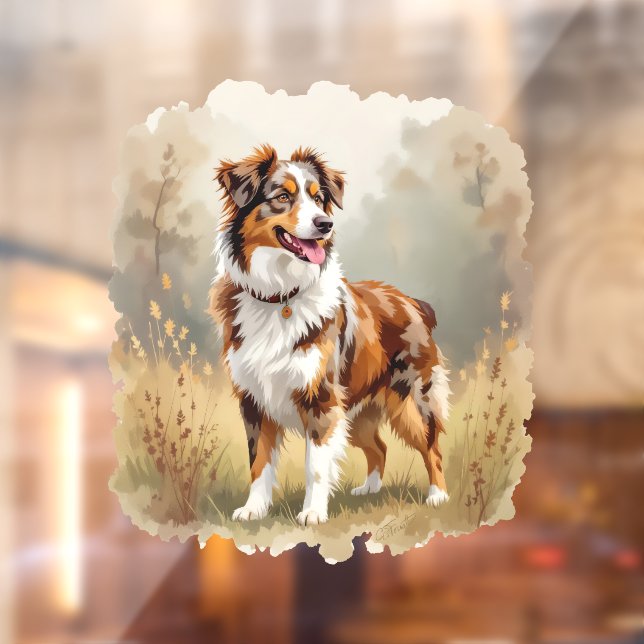 Autocollant Pour Fenêtre Australian Shepherd Dog Red Merle Aussie (Feuille 2)