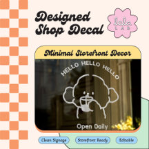 Autocollant de fenêtre de bienvenue mignon blanc m