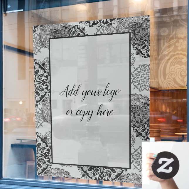 Autocollant Pour Fenêtre Autocollant de fenêtre Mandalas Gris Chaud Boho (Fenêtre de café)