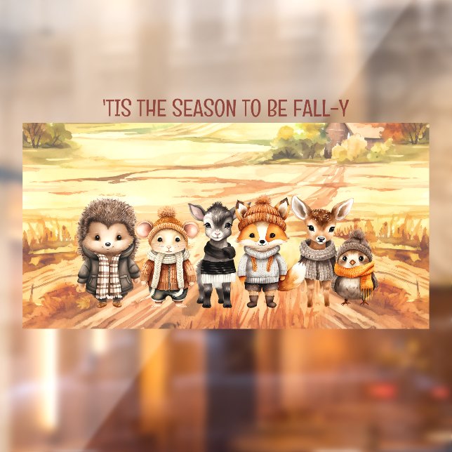 Autocollant Pour Fenêtre Automne Amis mignons Animaux Nom Fenêtre Clouer (Feuille 2)