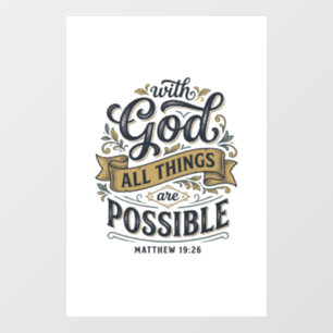 Autocollant Pour Fenêtre Avec Dieu Toutes Choses Sont Possibles Vintage Chr