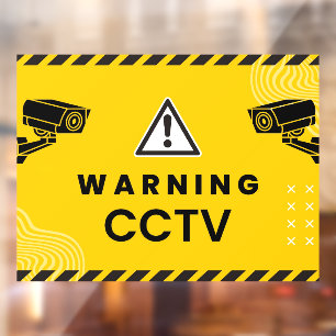 Autocollant Pour Fenêtre Avertissement Caméra de Surveillance CCTV Ambre 