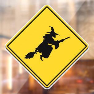 Autocollant Pour Fenêtre Avertissement de sorcière Halloween