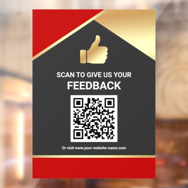 Autocollant Pour Fenêtre Avis de commentaires clients Code QR Red Gold (Feuille 2)