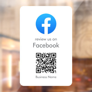 Autocollant Pour Fenêtre Avis Facebook Code QR Entreprise Minimal Blanc