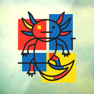 Autocollant Pour Fenêtre Axolotl abstrait Mondrian néoténie minimaliste rét