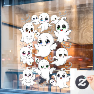 Autocollant Pour Fenêtre Baby Ghosts Éffrayant mignon Halloween humeur
