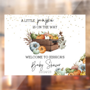 Autocollant Pour Fenêtre Baby shower d'aquarelle petit Citrouille d'automne
