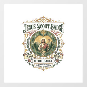 Autocollant Pour Fenêtre Badge de scout Jésus Badge de mérite Jésus Badge d