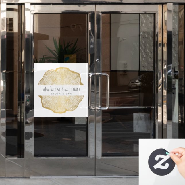 Autocollant Pour Fenêtre Bagues en arbre en or de beauté biologique (Porte de bureau)