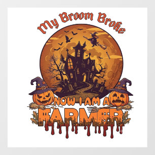Autocollant Pour Fenêtre Balai Brisé Ferme Halloween Sorcière Maison Hantée