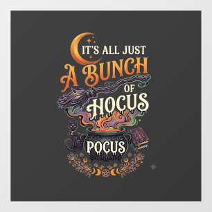 Autocollant Pour Fenêtre Balai de sorcière Hocus Pocus Chat noir Chaudron m