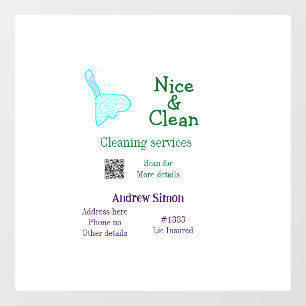 Autocollant Pour Fenêtre Balai nettoyant gitter bleu vert ajouter nom adres