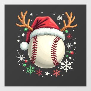 Autocollant Pour Fenêtre Balle de baseball avec cornes de renne et Noël