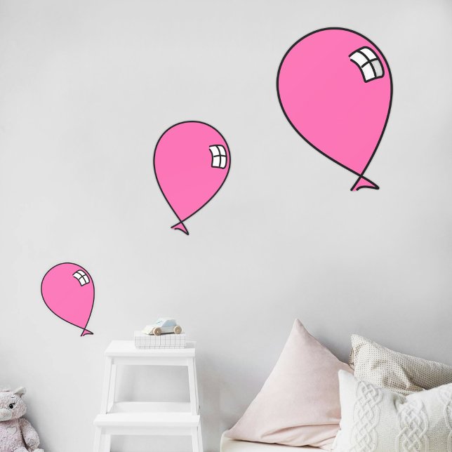 Autocollant Pour Fenêtre Ballons roses heureux Trois Tailles Clin de fenêtr (Lovely touches for your spaces.)
