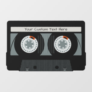 Autocollant Pour Fenêtre Bande Casette Retro texte personnalisé