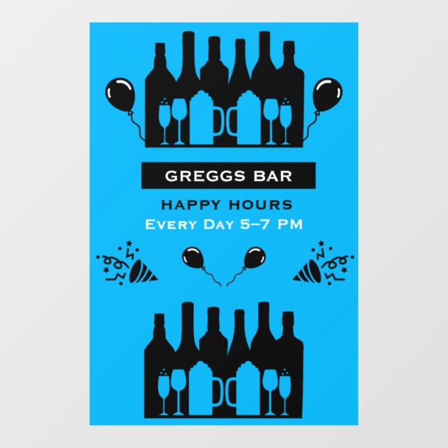 Autocollant Pour Fenêtre Bar et pub de Happy Hour (Feuille)
