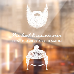 Autocollant Pour Fenêtre Barbe de hipster barbier dessinée à la main mousta