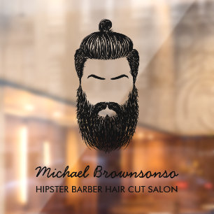 Autocollant Pour Fenêtre Barbe de hipster barbier moustache entreprise