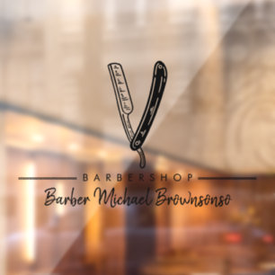 Autocollant Pour Fenêtre Barber Salon Razor Logo Business
