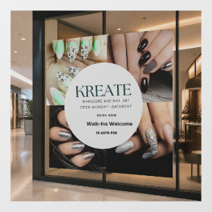 Autocollant Pour Fenêtre Barre à ongles moderne    Petite entreprise
