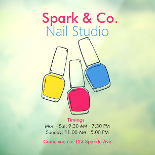 Autocollant Pour Fenêtre Barre à Ongles Moderne Studio d'Ongles Colorés