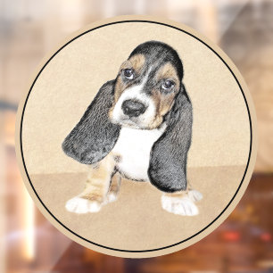 Autocollant Pour Fenêtre Basset Hound Peinture Chiot - Art Chien original