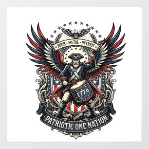 Autocollant Pour Fenêtre Batteur Patriotique De Rock Metal Musique Liberté
