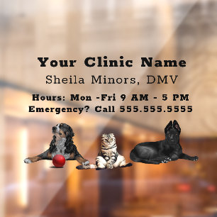 Autocollant Pour Fenêtre Beau Chiens heureux et Chat Vétérinaire Fenêtre C