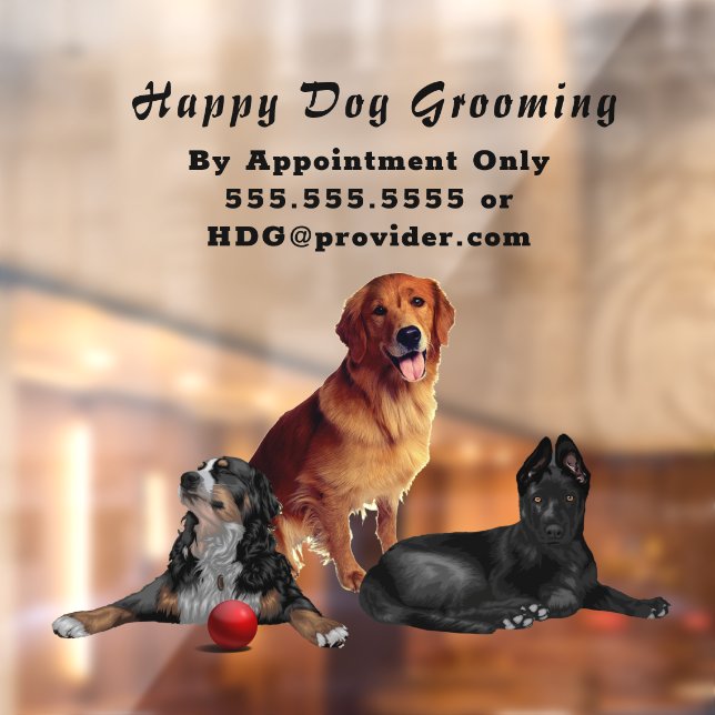 Autocollant Pour Fenêtre Beau Happy Dogs Groomer Décal Mur (Feuille 2)